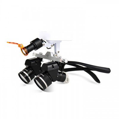 Loupe binoculaire dentaire ergonomique WJ YWJ-MG11U 3.0X-5.0X avec lampe frontale dentaire (grossissement réglable)